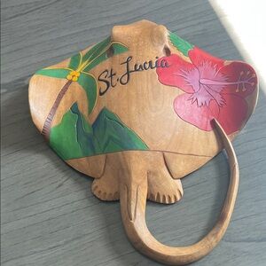 St. Lucia Tropical Stingray Wall Art with Red and Green Accents